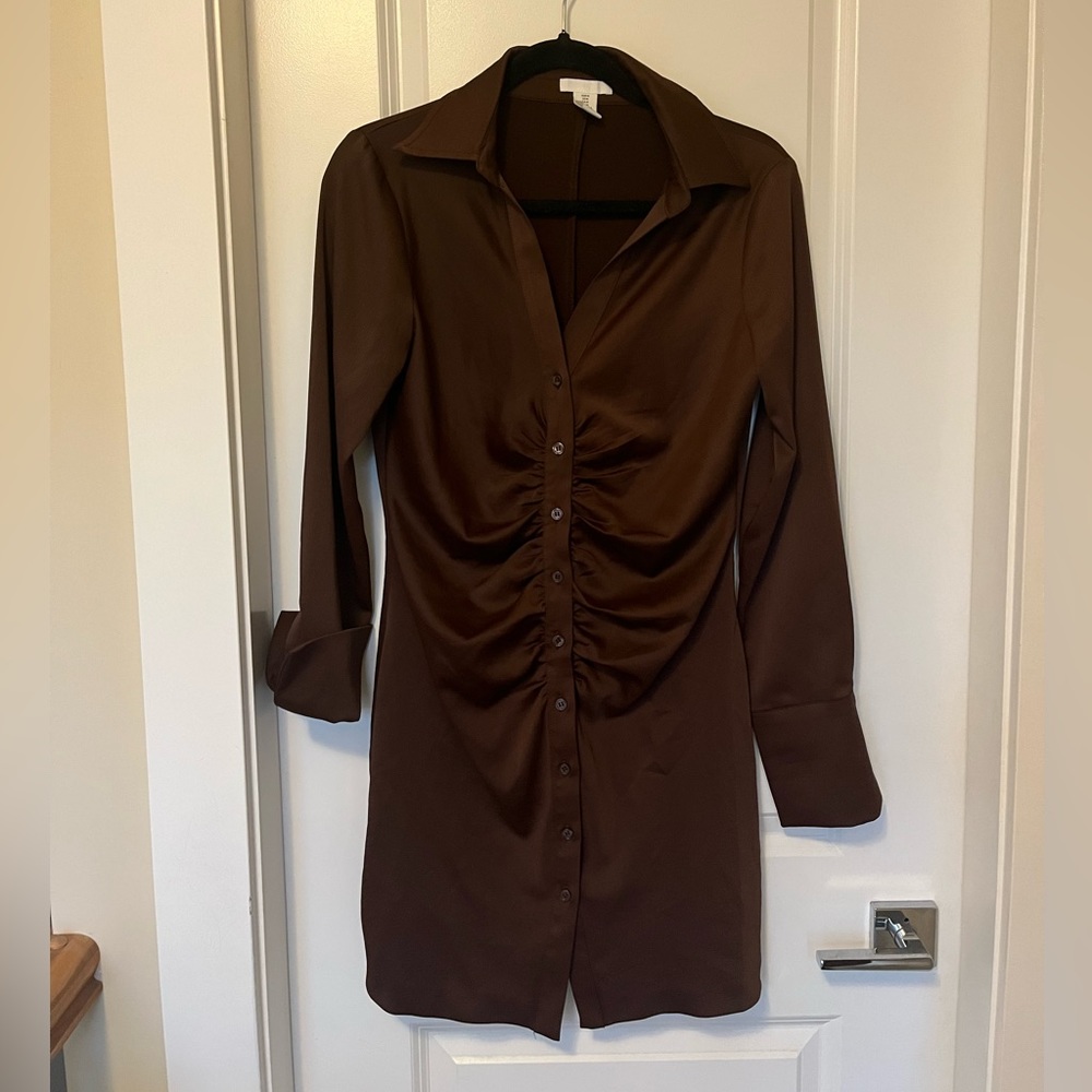 Button-up Dress - M - Brown